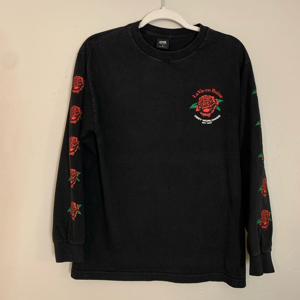 Obey La Vie En Ruine Black Graphic Long Sleeve Tee
